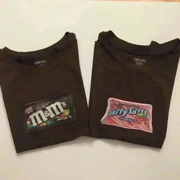 New Cherokee Black Laffy Taffy M &M bundle Set of 2 T-shirts girls M - Picture 1 of 6
